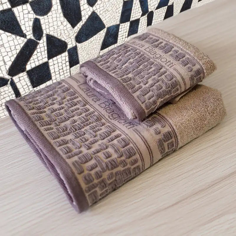 Set asciugamano viso e ospite LAURA BIAGIOTTI Sarin tortora jacquard