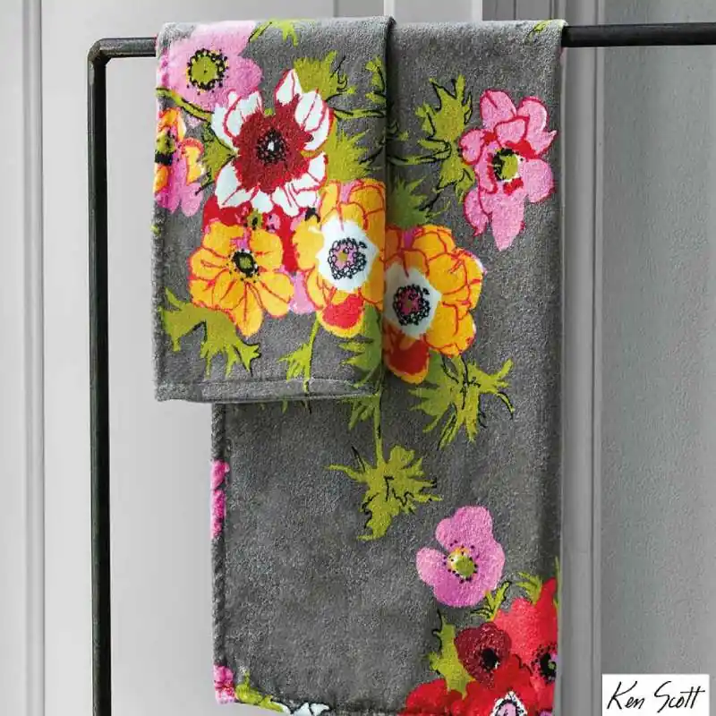 Coppia di asciugamani set 1+1 KEN SCOTT Biot floreale grigio