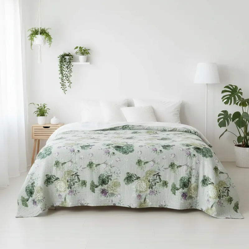 Copriletto estivo matrimoniale in piquet FAZZINI Summer verde