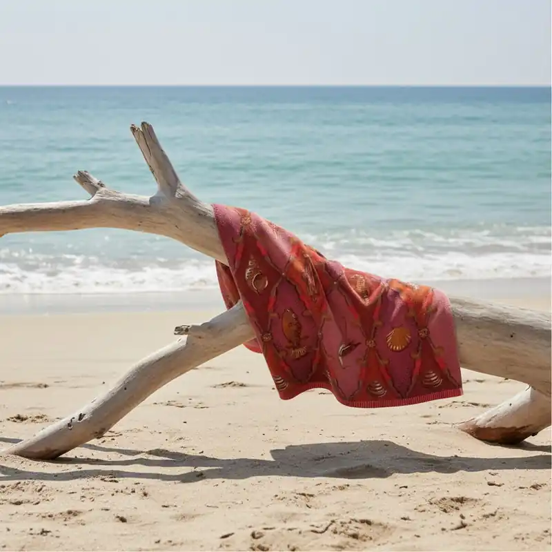 Telo mare spugna 100x180 PIP STUDIO Little Sea malva