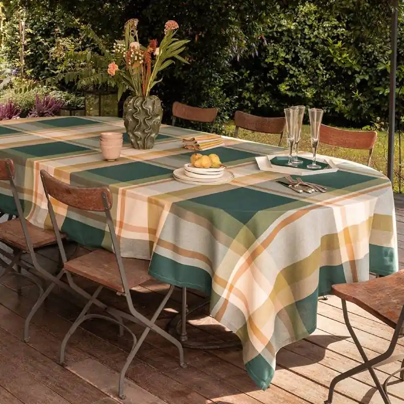 BOSSI CASA Tovaglia Cotone Tinto Filo scozzese 1423 verde
