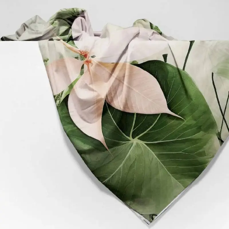 Tenda Copritutto Telo arredo KIRSI Foulard stiro facile floreale verde