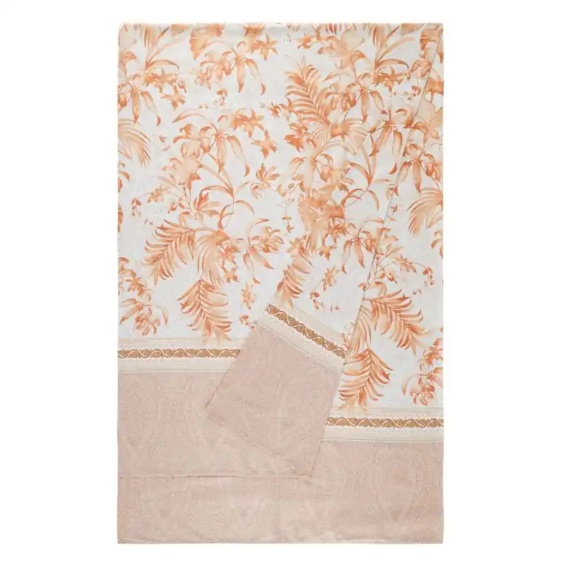 Telo Arredo Bassetti Granfoulard Ibiscus Tattoo 41 180x270 cm - Tonalità Crema e Albicocca