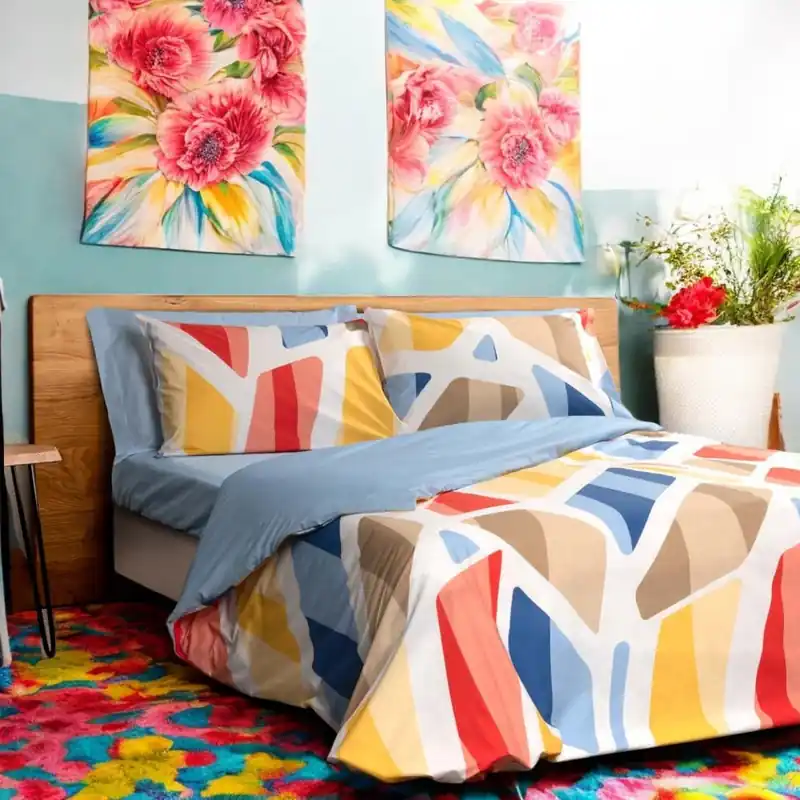 Benasciutticasa Completo letto cotone – Modello Kaleido multicolor