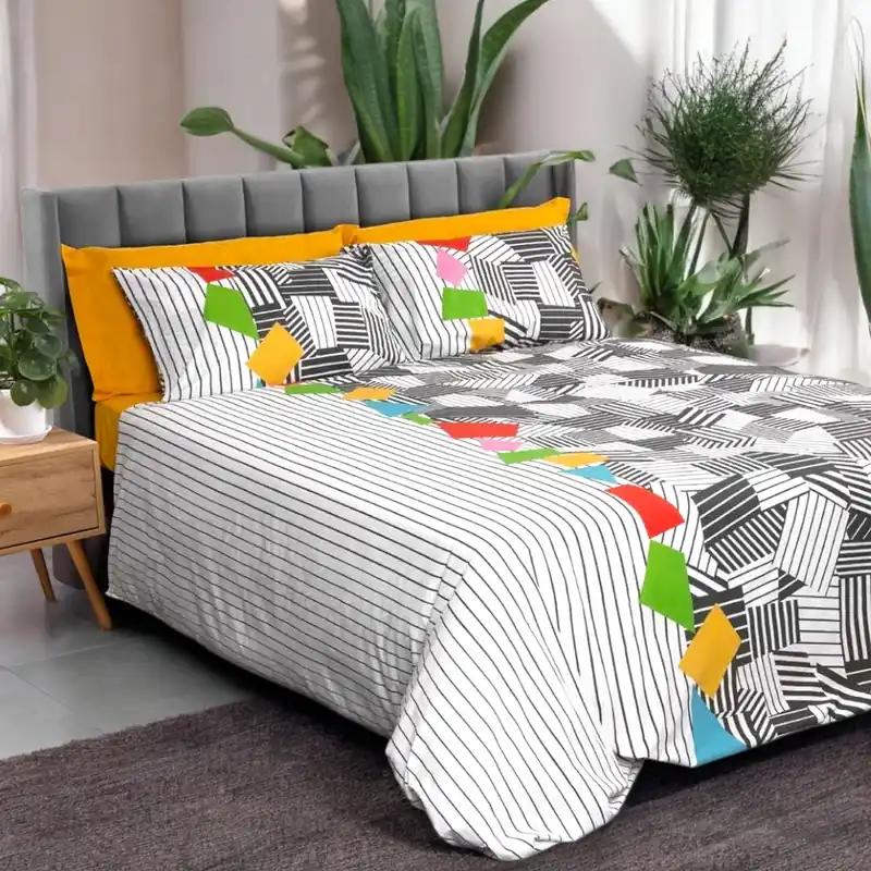 Benasciutticasa Completo letto cotone – Modello Stripes Pop geometrico