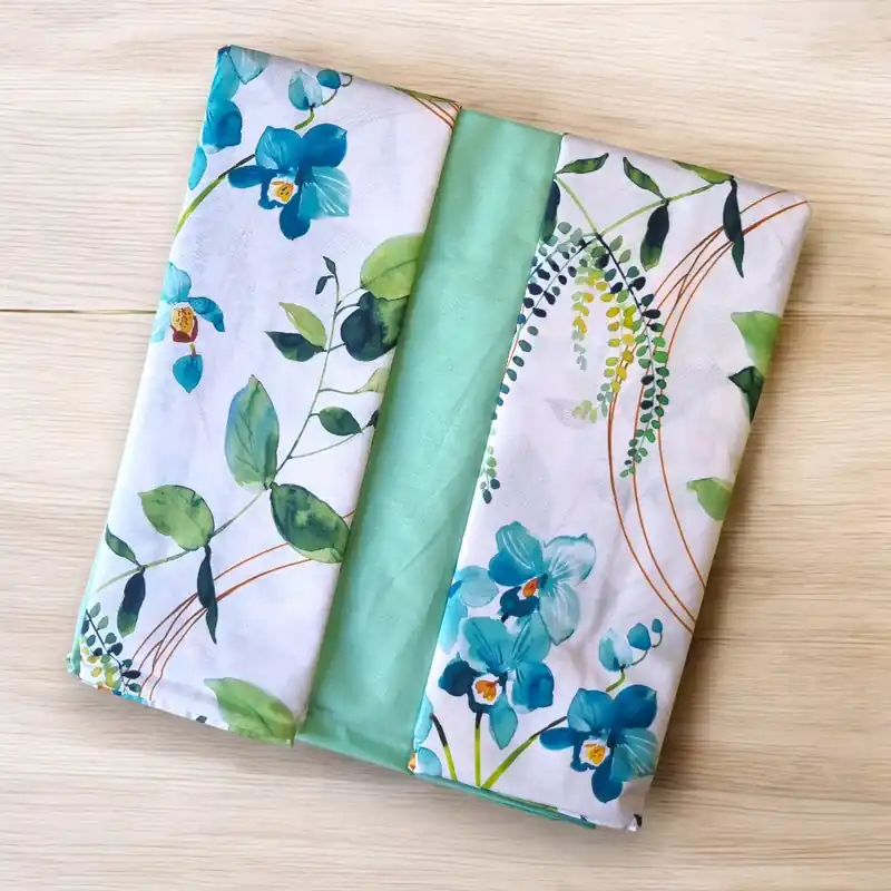 Benasciutticasa Completo letto matrimoniale cotone – Modello Orchidea Acqua floreale