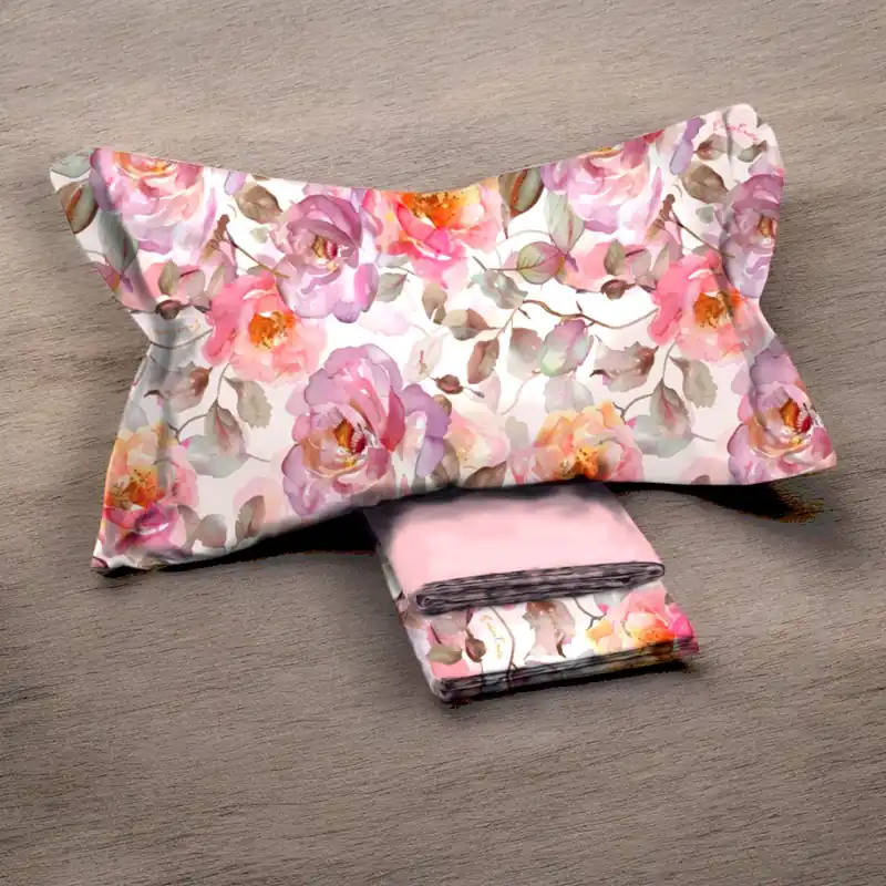 Lenzuola in percalle Matrimoniali Enrico Coveri RAINA floreale rosa