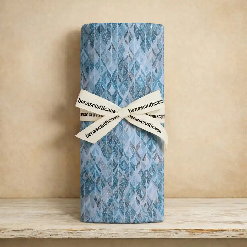 Lenzuola matrimoniali 100% cotone Ren azzurro leggere e fresche