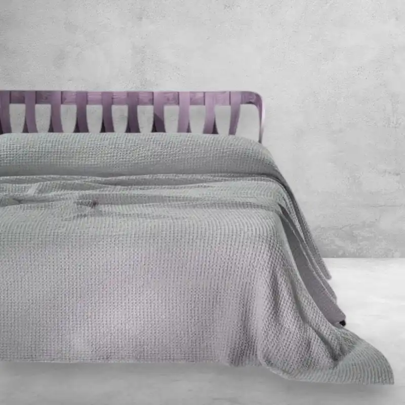 Copriletto matrimoniale Apone, grigio asfalto, nido d’ape, 260x260 cm
