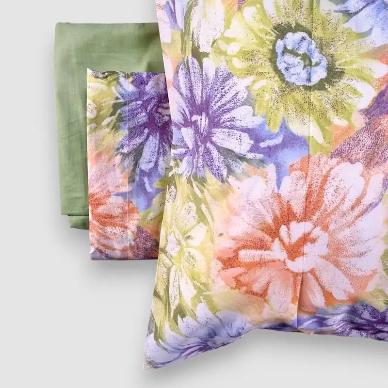 Lenzuola completo in cotone Bassetti Marigold floreale Limone