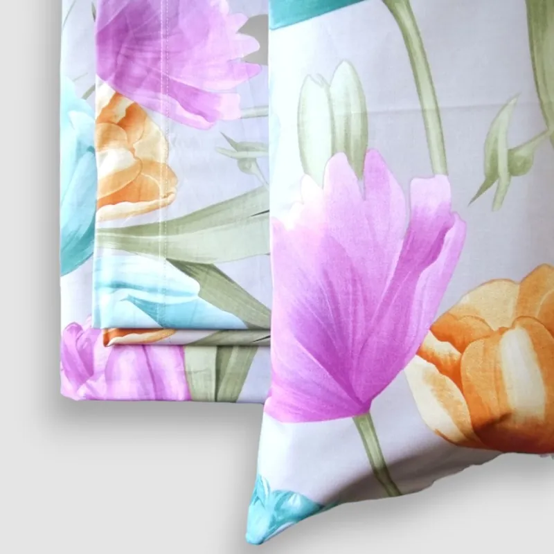 Benasciutticasa Completo letto matrimoniale 240x300 Tulipani grigio chiaro