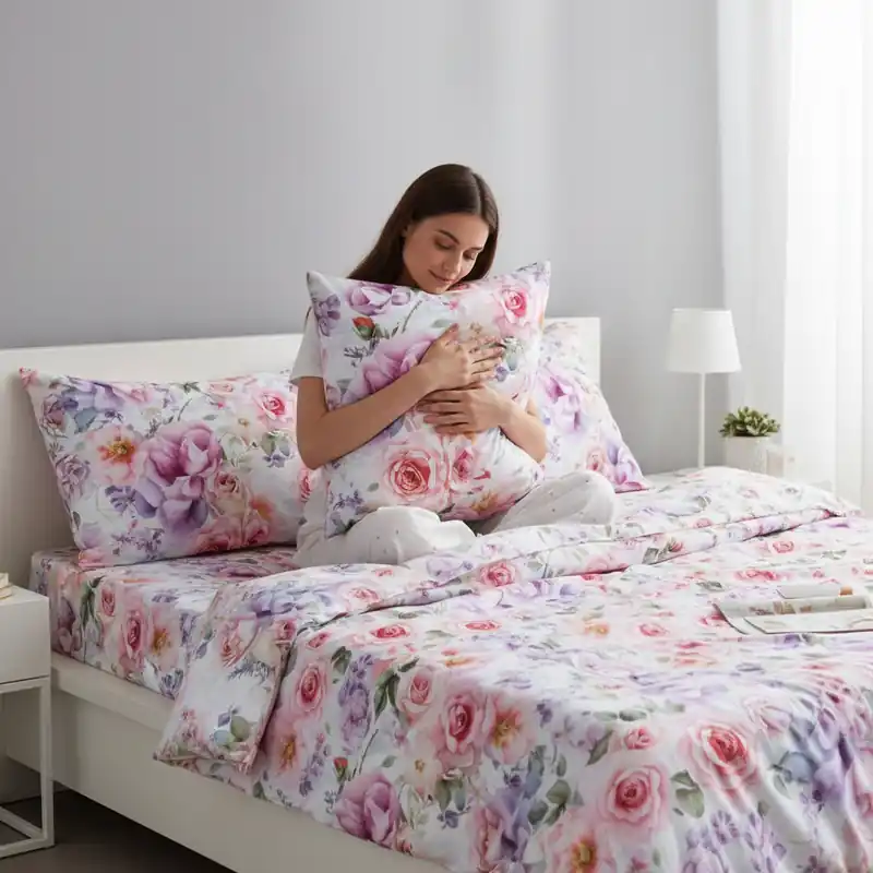 Completo lenzuola matrimoniale in raso finissimo 260x300 Rose