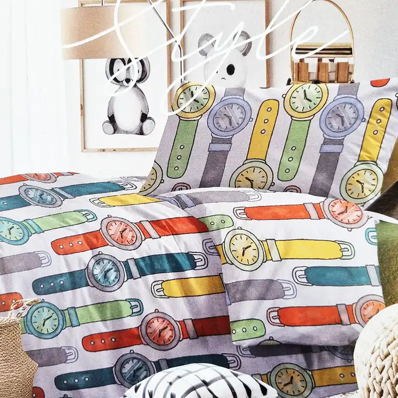 Parure copripiumino in cotone singolo Reroy orologi colorati