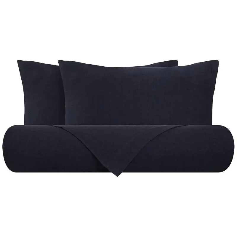 Lenzuola matrimoniali in puro lino Stone-Washed Loft 49 blu navy