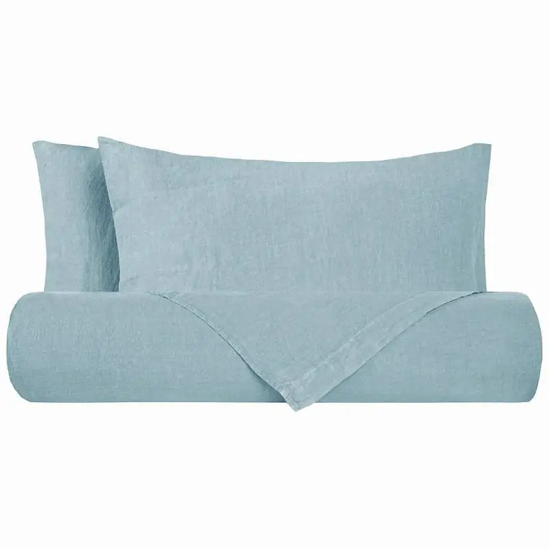 Lenzuola matrimoniali in puro lino Stone-Washed Loft 49 pearl blue