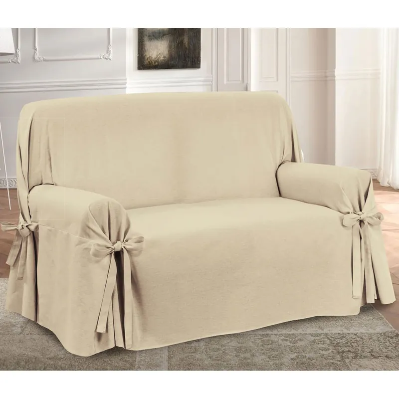 Copridivano con laccetti in panama APRICA - 4 posti beige