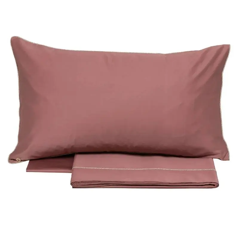 Completo lenzuola Borbonese matrimoniale in raso Lounge blush