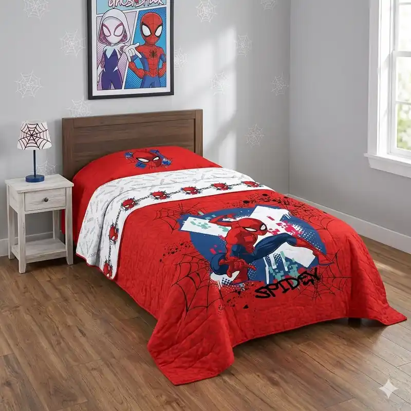 Copriletto Trapuntato bambino SpiderMan Red in Cotone singolo