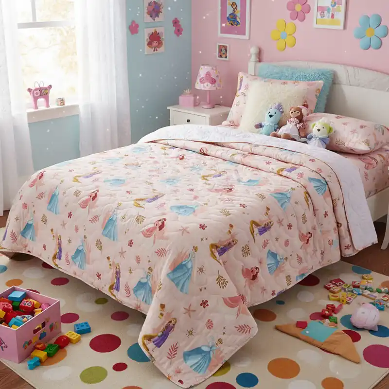 Copriletto Trapuntato bambina Magic Princess in Cotone singolo rosa