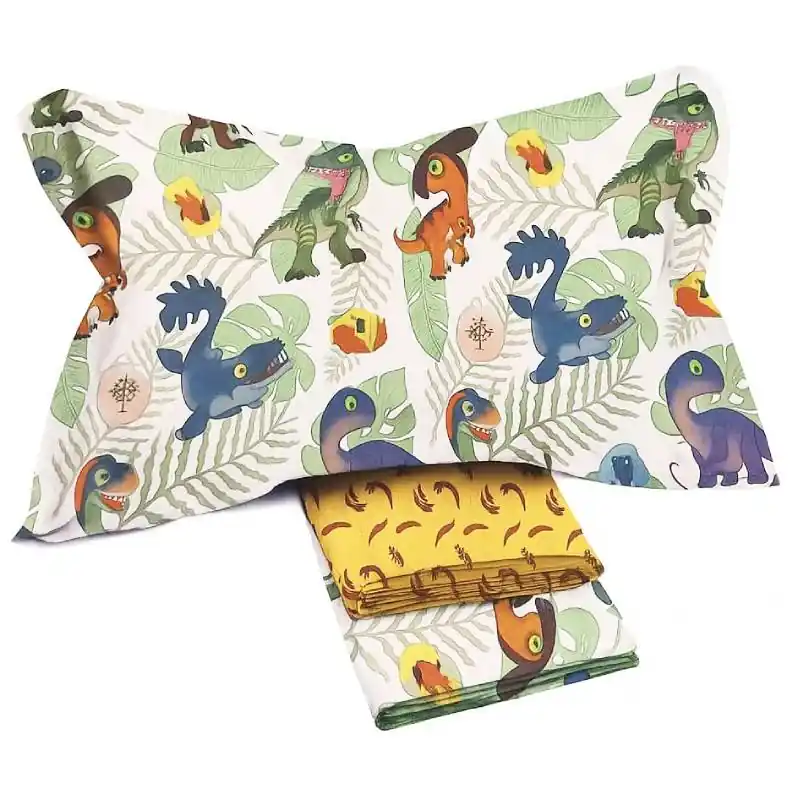 Lenzuola singole puro cotone GIURASSICO con dinosauri per bambino
