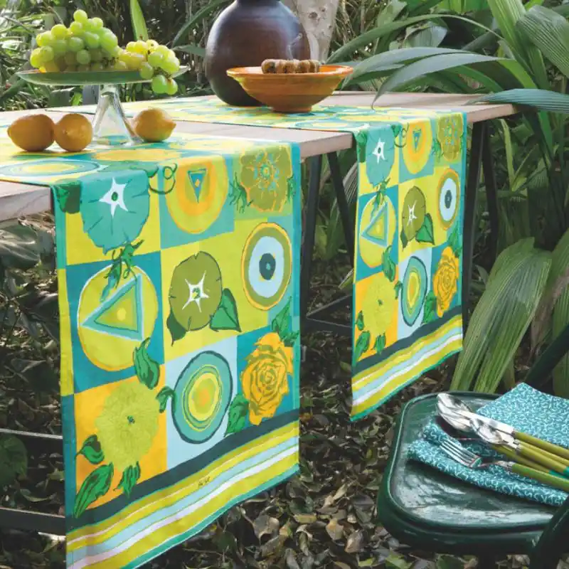 Runner in cotone KEN SCOTT Osiris in Fiore 50x150 cm verde lime