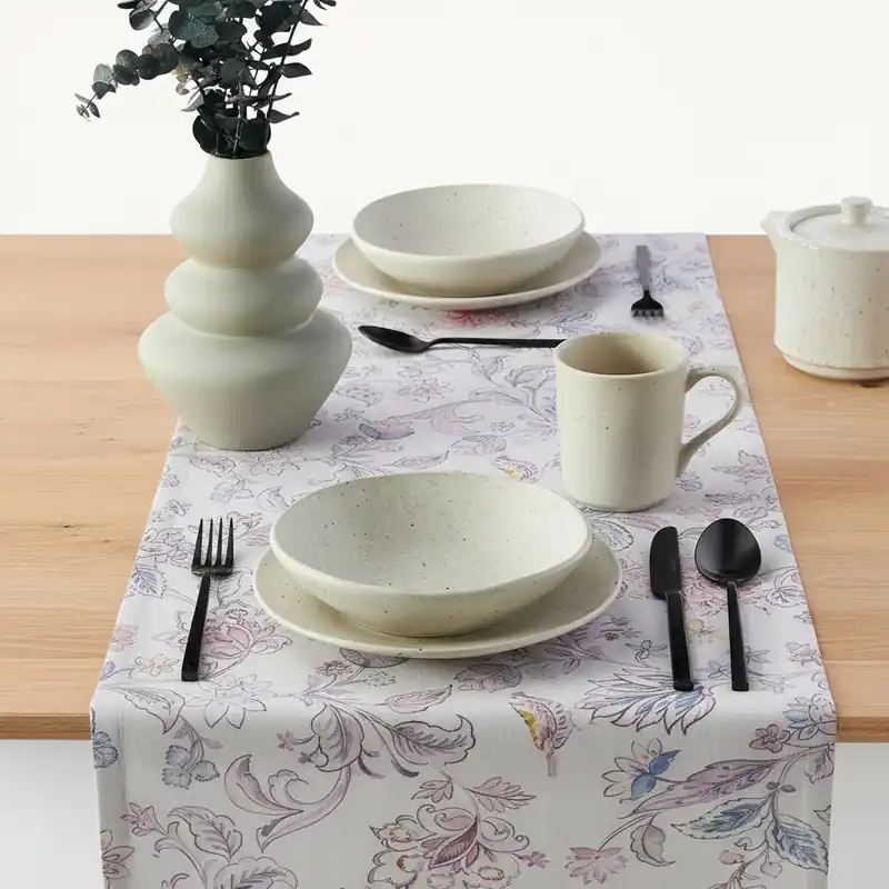 Runner da cucina 45x140 centro tavola Aurora floreale rosa