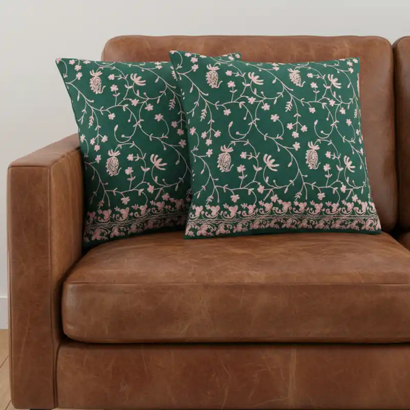 Fodera cuscino in raso 40x40 Bassetti Granfoulard Brenta ramage smeraldo