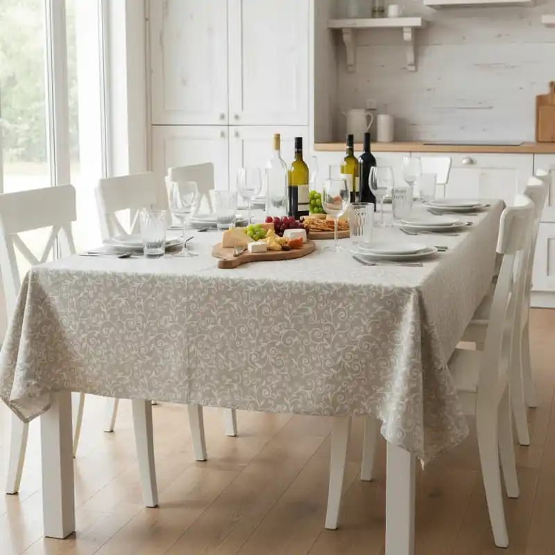 Tovaglia rettangolare 12 persone Antimacchia Stefy resinata stile Shabby