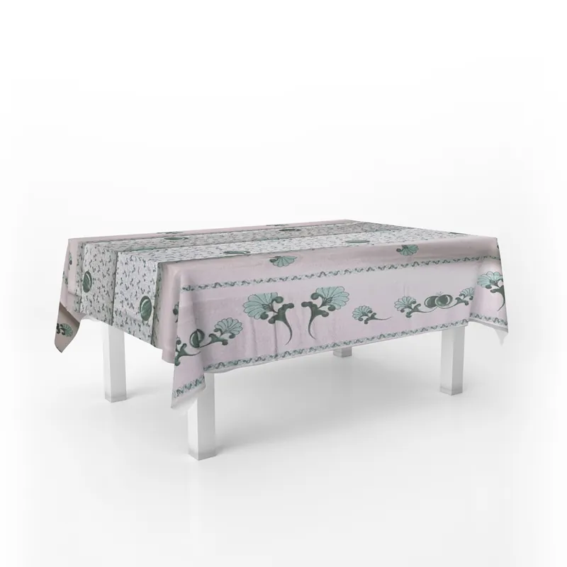 Tovaglia rettangolare con stampa romagnola 140x240 cm verde e beige