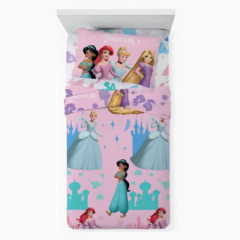 Lenzuola Principesse completo singolo in cotone Disney per bambine