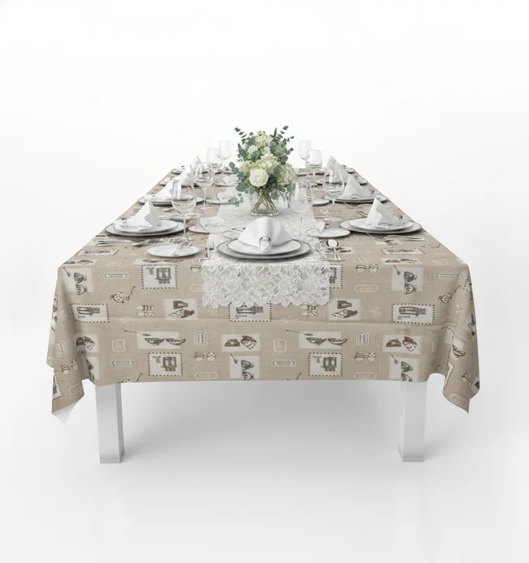 Servizio da tavola MAXI 24 posti Breakfast corda 140x450 con tovaglioli