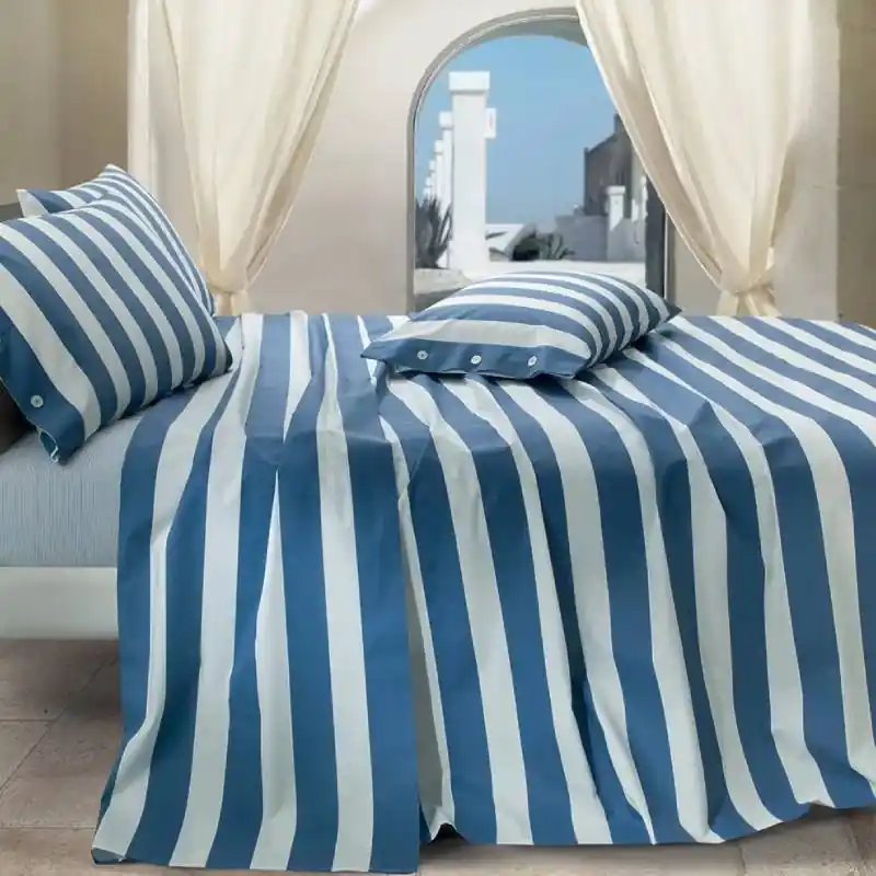 Lenzuolo-copriletto in puro cotone Gabel Patrasso a righe blu