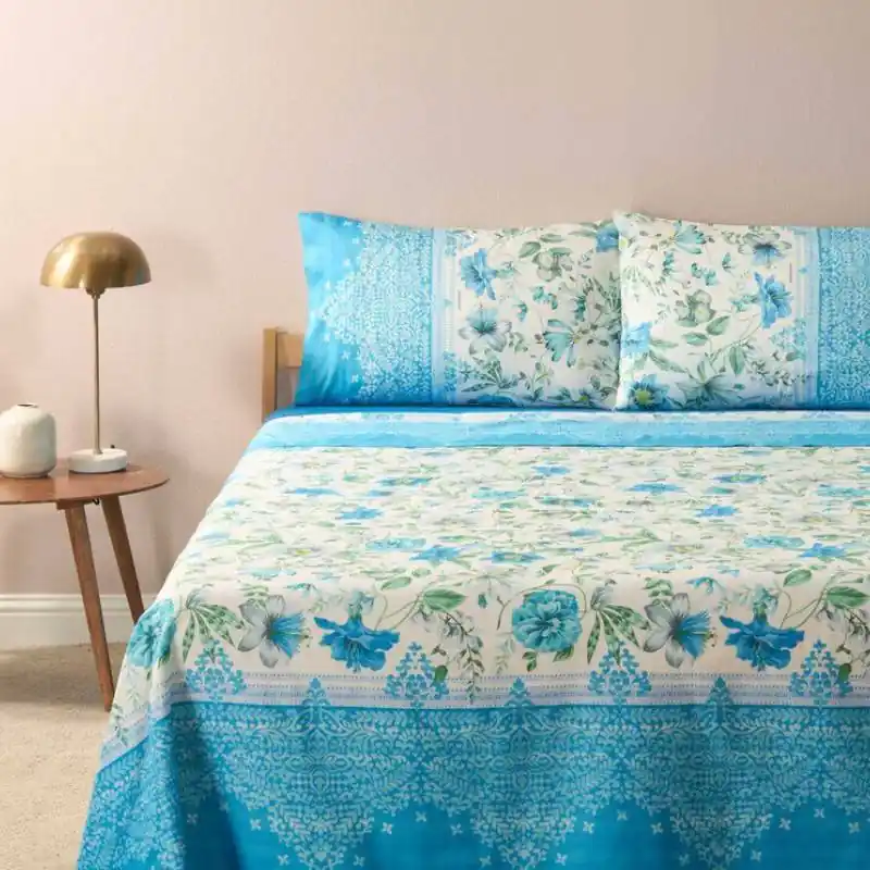 Lenzuola-copriletto Bassetti Casablanca C1 matrimoniale in cotone a fiori