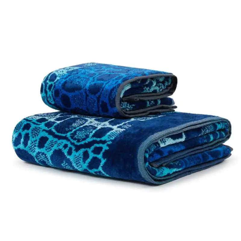 Set 1+1 asciugamano e ospite Carrara Ocean animalier bluette