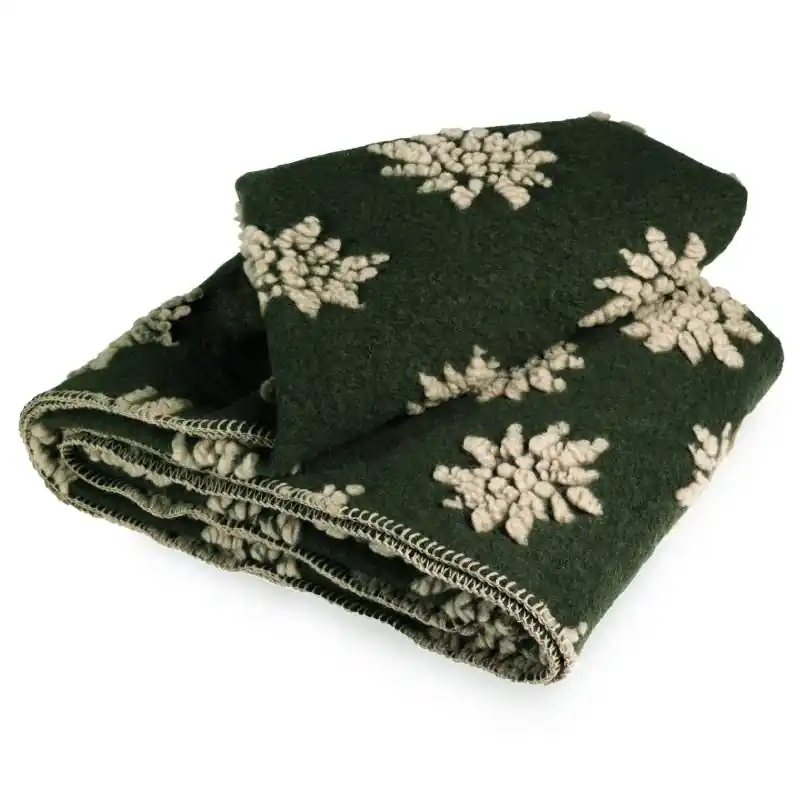 Coperta in Lana Cotta MUSCHIO con motivo Stella Alpina matrimoniale 250x205 cm