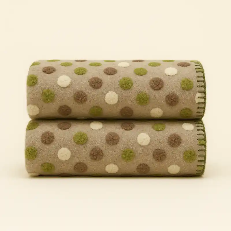 Plaid lana cotta 150x170 cm tortora con motivo a pois Bordo punto cavallo
