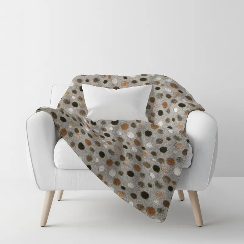 Plaid lana cotta 150x170 cm grigio con motivo a pois Bordo punto cavallo