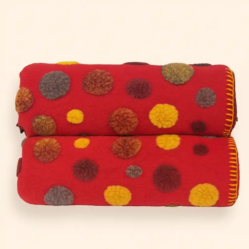 Plaid lana cotta 150x170 cm rosso con motivo a pois Bordo punto cavallo