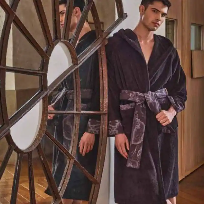 Accappatoio in spugna UNISEX Alviero Martini 1 Classe Geo Night nero