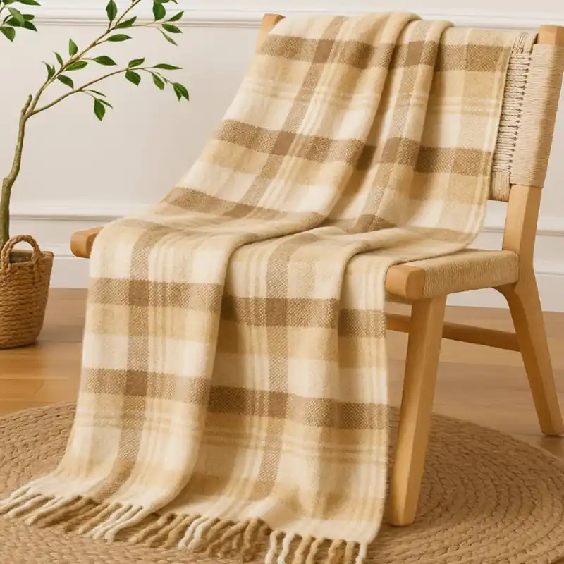 Plaid SWEET Mohair effect soffice coperta panna 130x160 con borsa