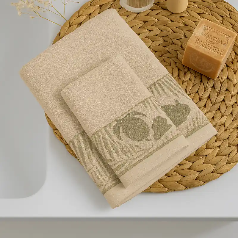 Set 1+1 asciugamano viso e ospite in spugna 400 gr BETH beige