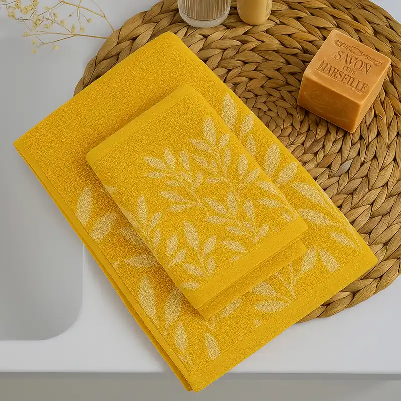 Set 1+1 asciugamano viso e ospite in spugna 400 gr ELAINE giallo ocra