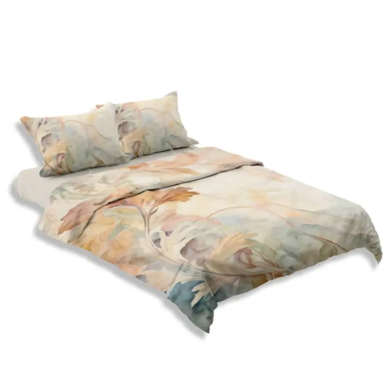Lenzuola-copriletto matrimoniali in raso Solin fantasia astratta in beige