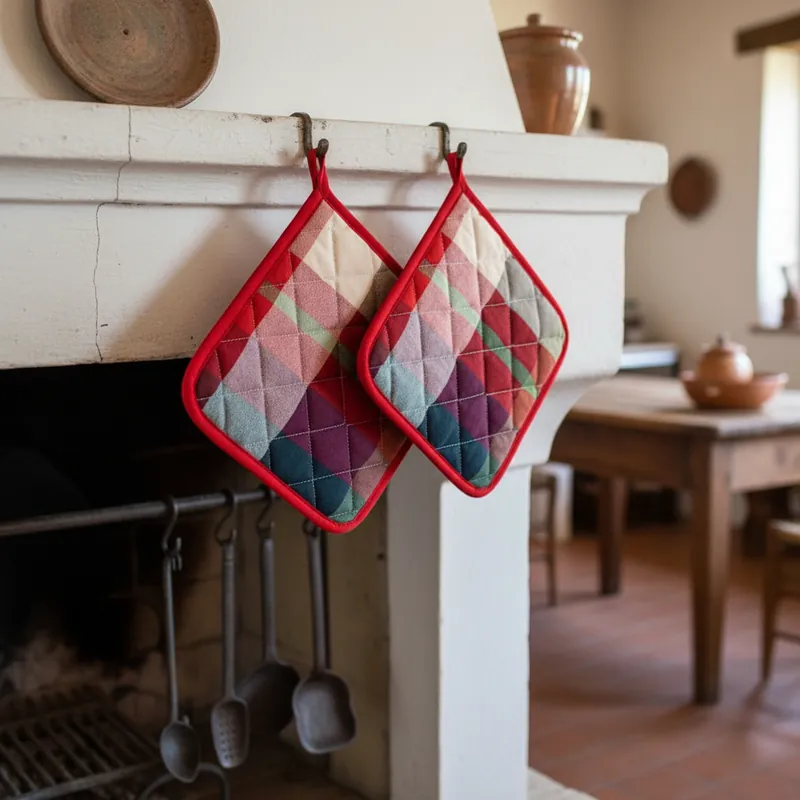 Coppia di Presine Cucina BOSSI CASA 1429 rosso e verde 20x20