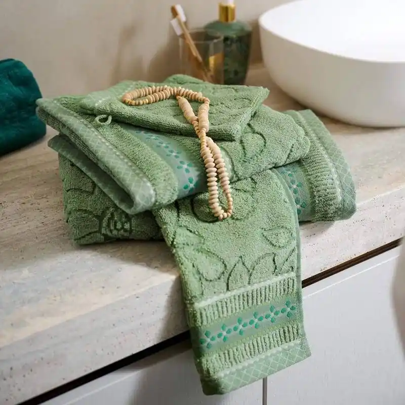 Set 1+1 asciugamano e ospite PIP STUDIO Jasmin Jacquard verde