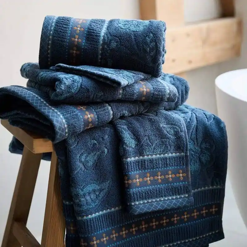 Set 1+1 asciugamano e ospite PIP STUDIO Jasmin Jacquard blu