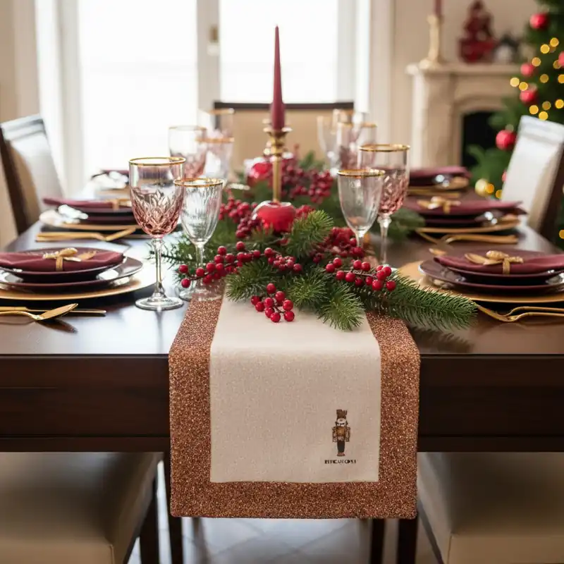 Runner Natalizio in cotone 50x150 cm Borbonese XMAS Schiaccianoci