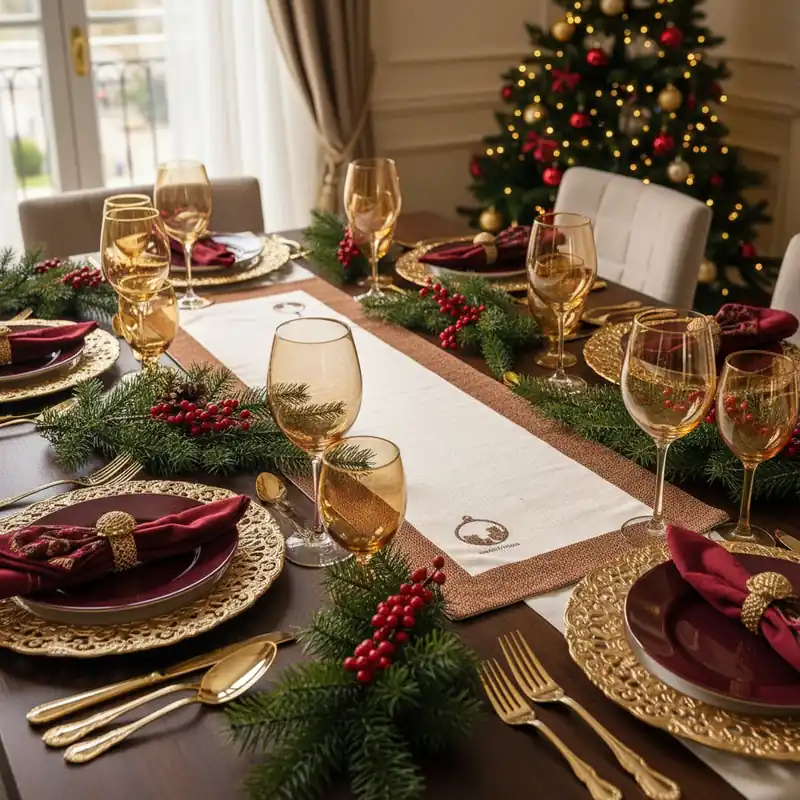 Runner Natalizio in cotone 50x150 cm Borbonese XMAS Palla di Neve
