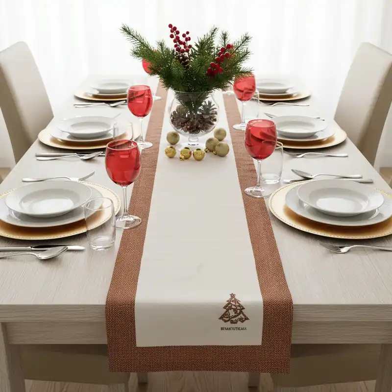 Runner Natalizio in cotone 50x150 cm Borbonese XMAS Abete