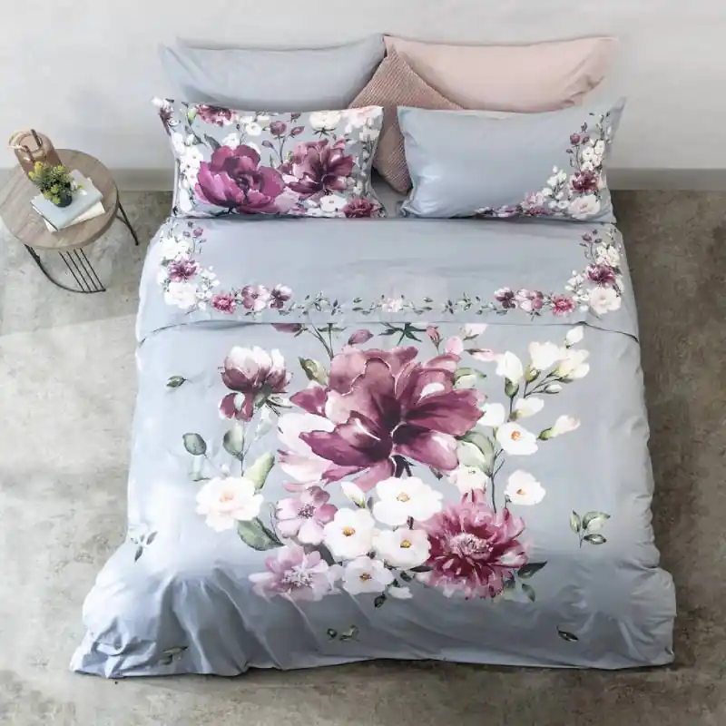 Lenzuola-copriletto matrimoniali Flower Power 2536 floreale malva